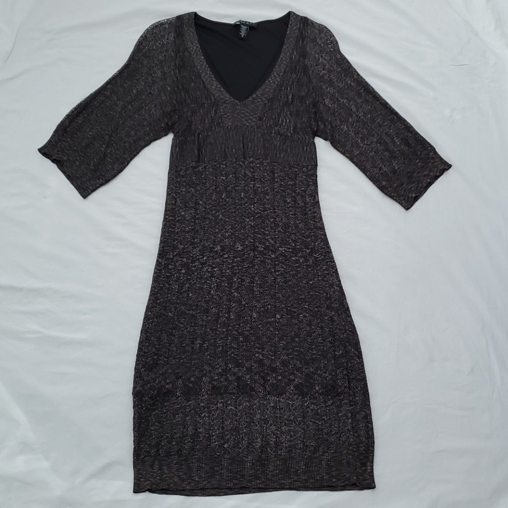 Three quarter sleeves V-neck Crochet Dress